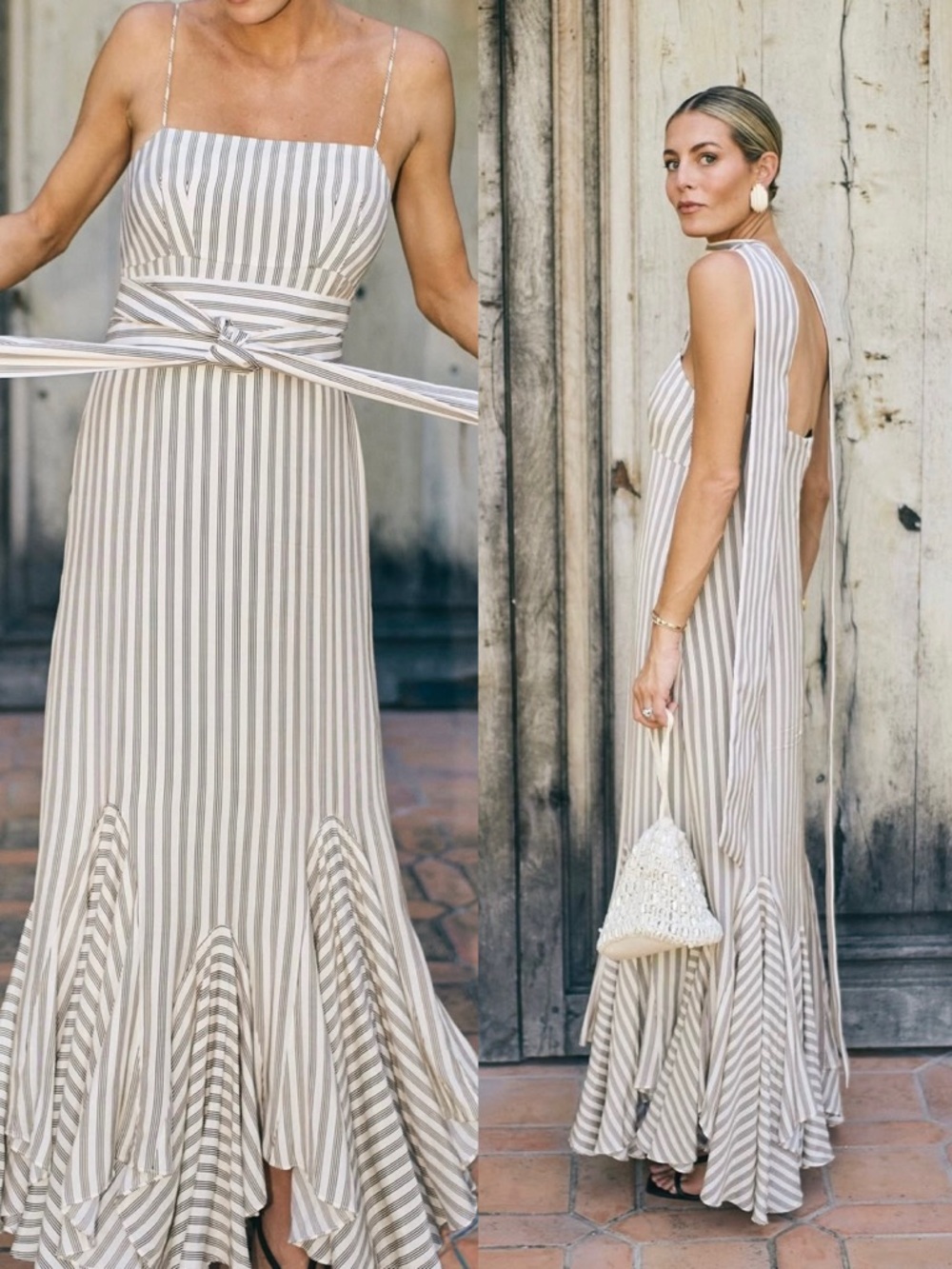 NWT Antonio Melani x M.G. Style Mallie Detached Scarf Stripe Mermaid Maxi Dress - Picture 4 of 8